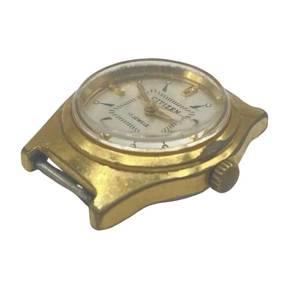 Women's Vintage Citizen Watch White Dial Gold Tone Manual Wind Runs 17J C-23A-CX